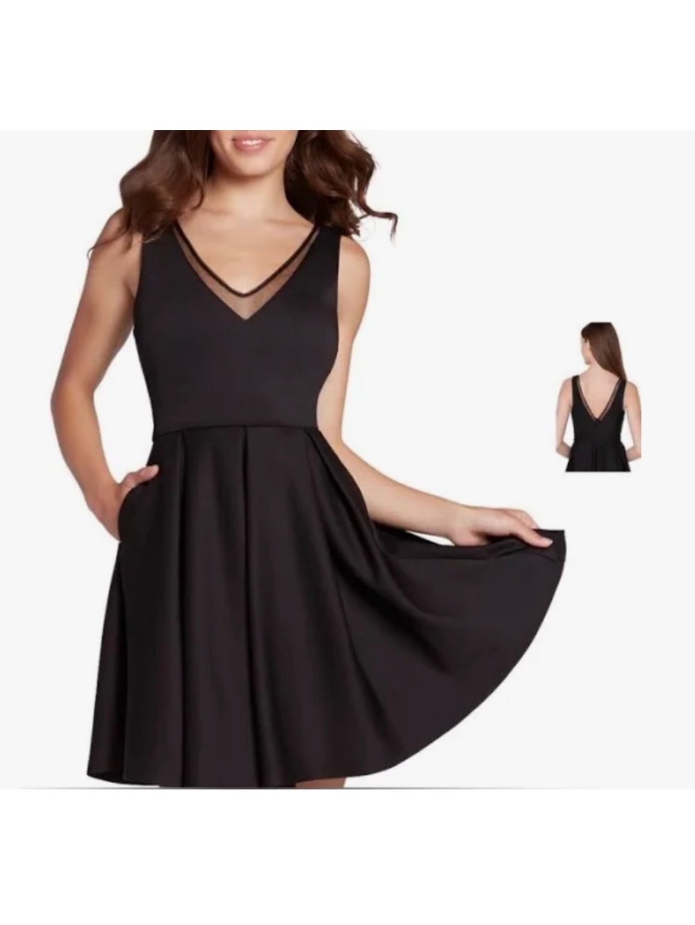 Kalani Hilliker Black Sleeveless V-Neck Cocktail Dress Size S Fit